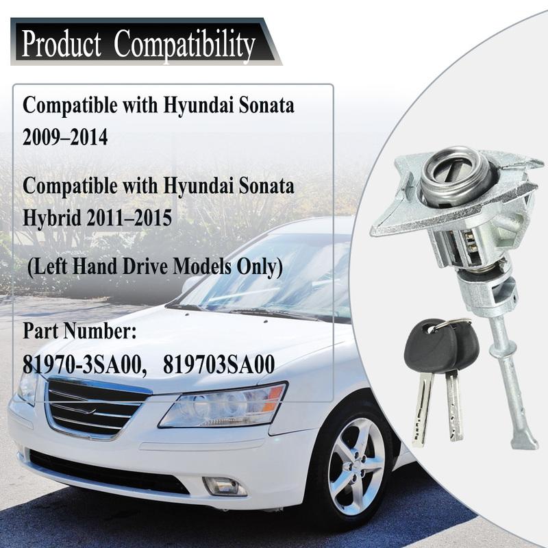 Цилиндр замка передней левой двери с 2 ключами для Hyundai Sonata 2009–2014 Sonata Hybrid 2011–2015 81970-3SA00 819703SA00