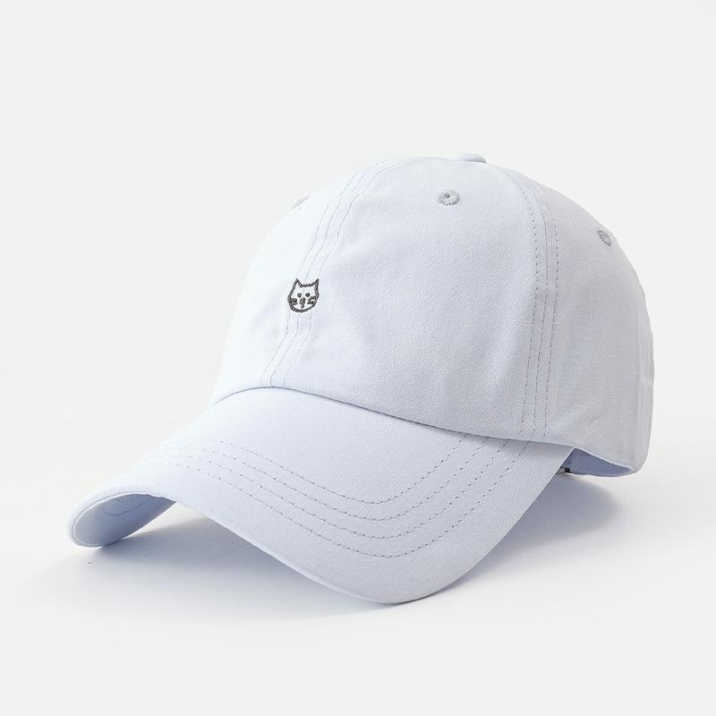 Taizhou Wenling hat women's spring and summer high-quality kitten embroidered baseball cap sun protection simple sunshade solid color cap