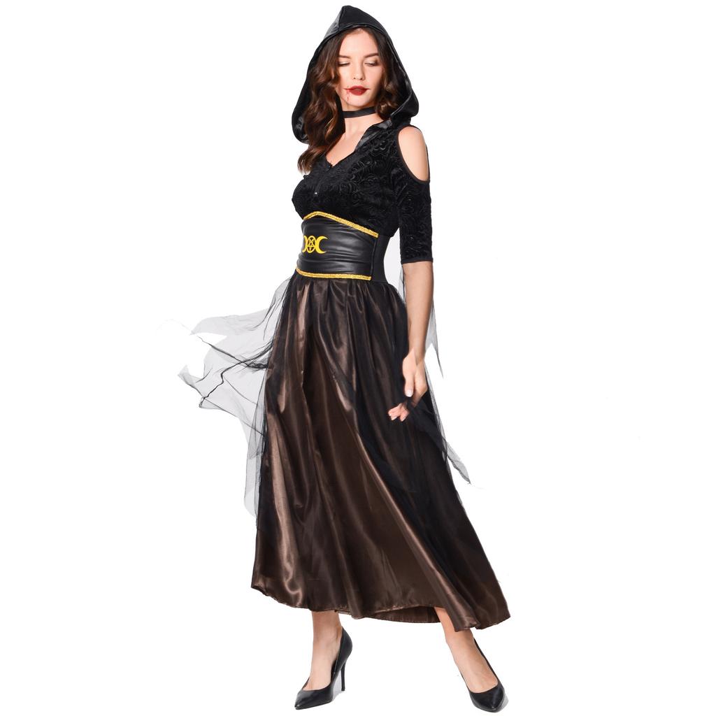 Новый костюм Злой Ведьмы на Хэллоуин косплей, костюм жнеца с плащом