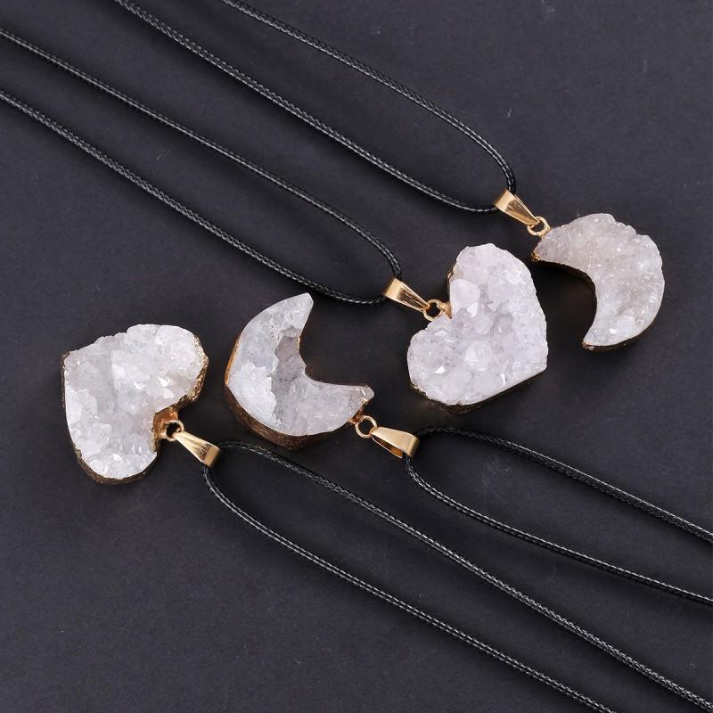 Natural Crystal Heart Necklace Simple Fashion Pendant Clavicle Chain Jewelry