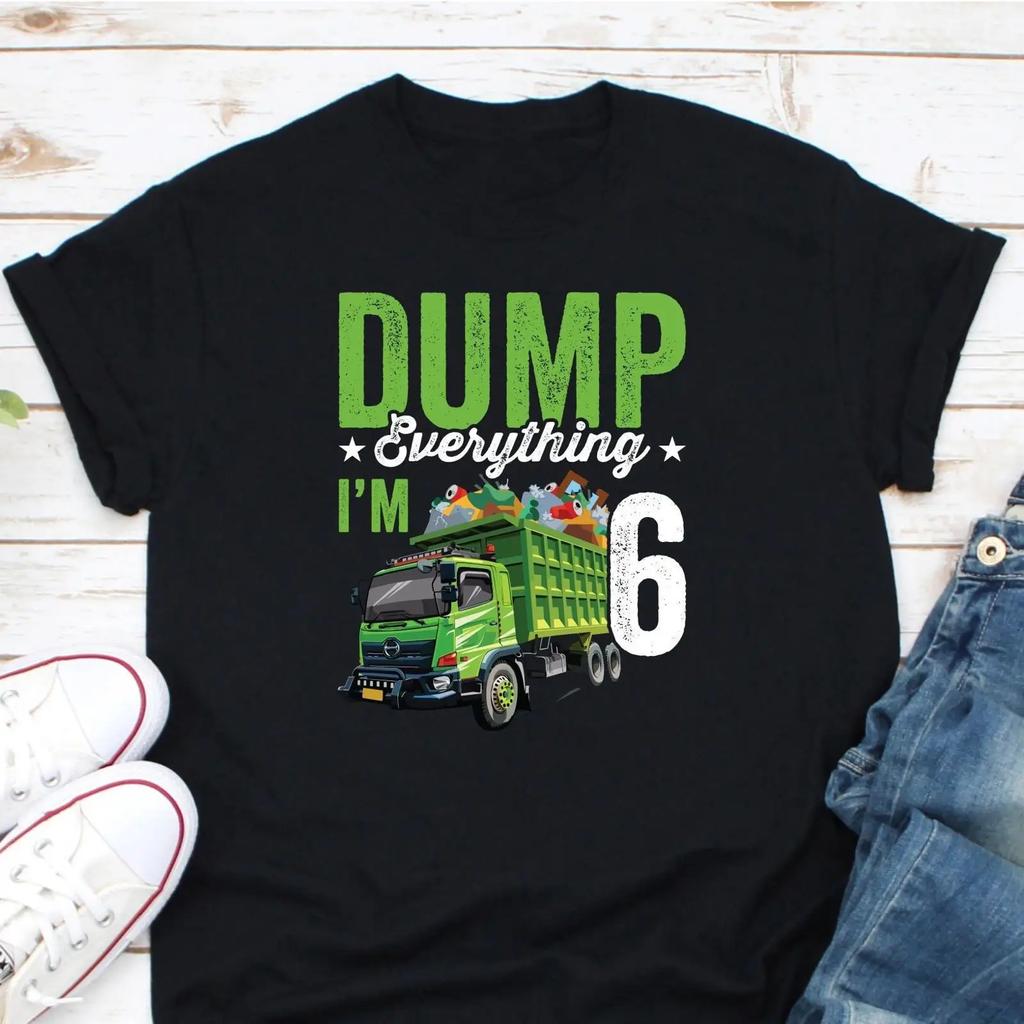 Dump Everything Im Garbage Truck T Shirt Kids th Birthday Trash Themed Party Toddler vintage Washed Stretched homme Unisex