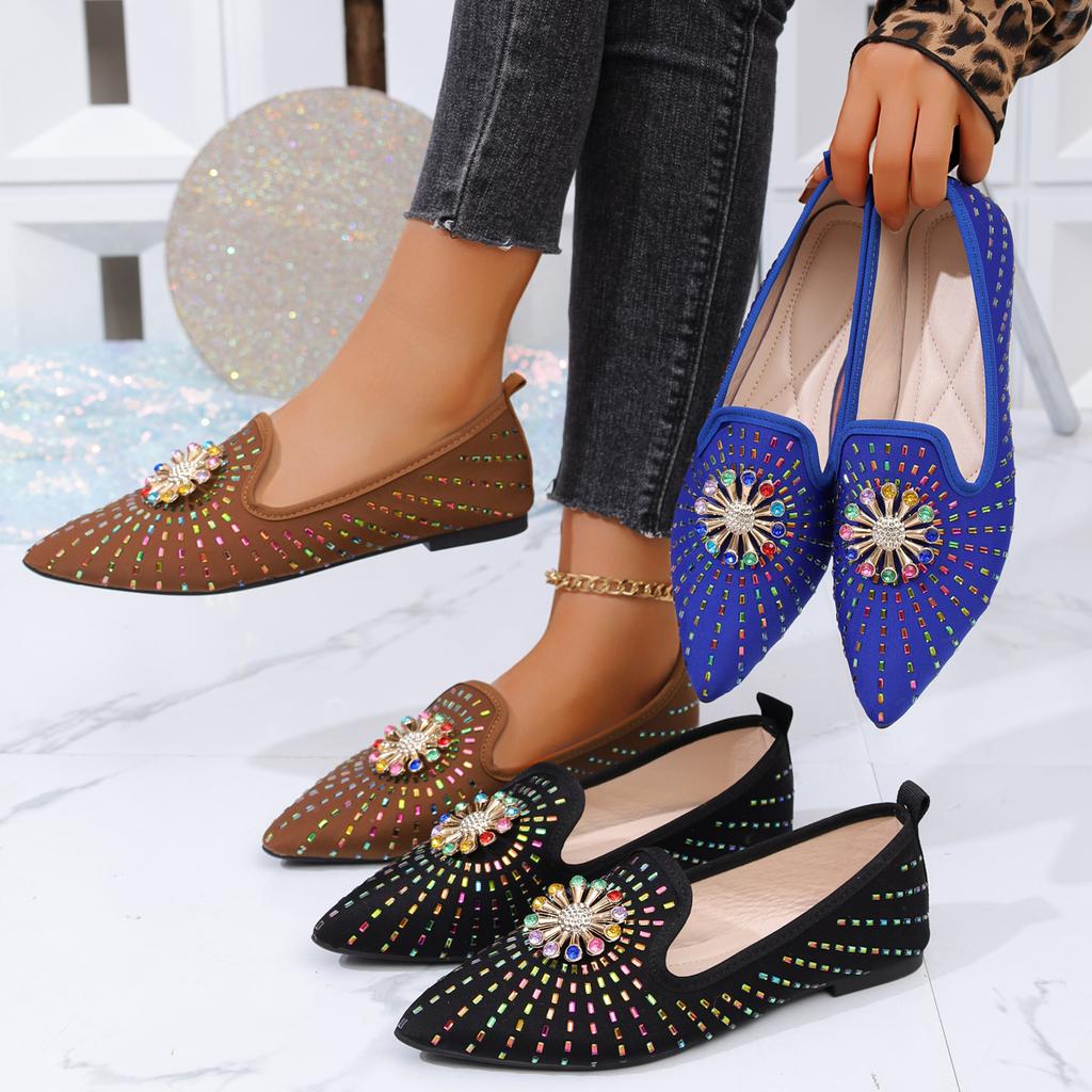 Fashion Shoes for Women Summer Autumn Women Flats Comfortable Slip On Loafers Rhinestone Shallow Plus Size Sneakers Zapatos De Mujer