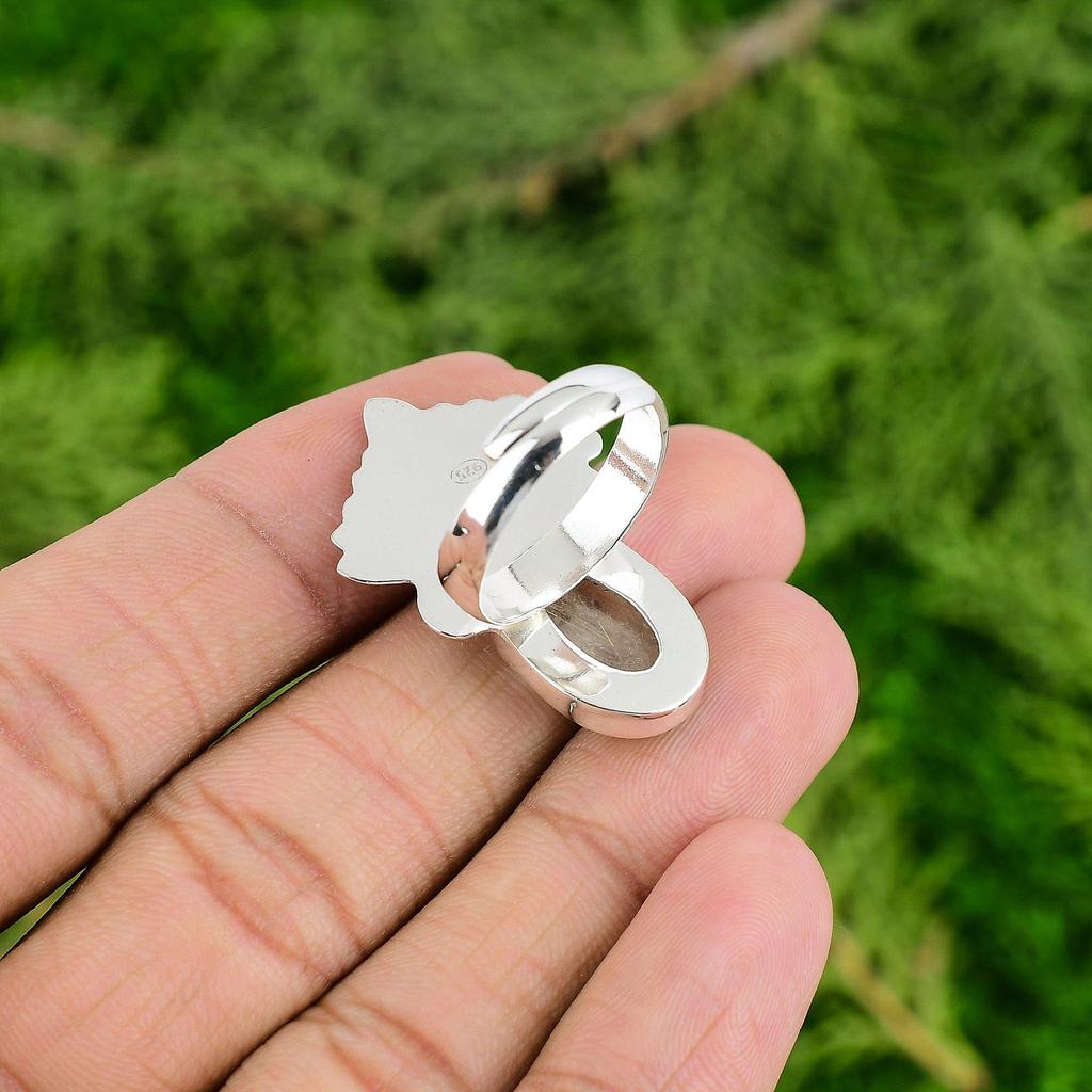 Mothers Day Sale Golden Rutile Stone Sterling Silver Statement Wife Ring Jewelry