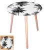 [A0744] - Round Glass Table 'Palm Trees' Black White - 40 Cm