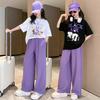 Teenage Girls Cartoon Rabbit Clothes Set Summer Children Girl T-shirts +Pants 2 Pieces Suit Kid Top Bottom Outfits Tracksuits