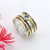 925 Sterling Silver Jewelry Handmade Ring Blue Topaz Gemstone Spinner Ring Mediation Ring For Men
