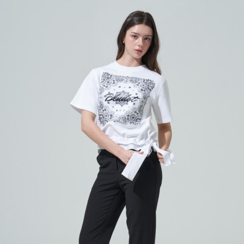 Blu DoT Bandana Graphic Tape PoinT T shirT Wh