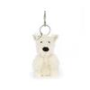 West Highland White Terrier Plush Keychain with Metal Ring, White, 22 cm