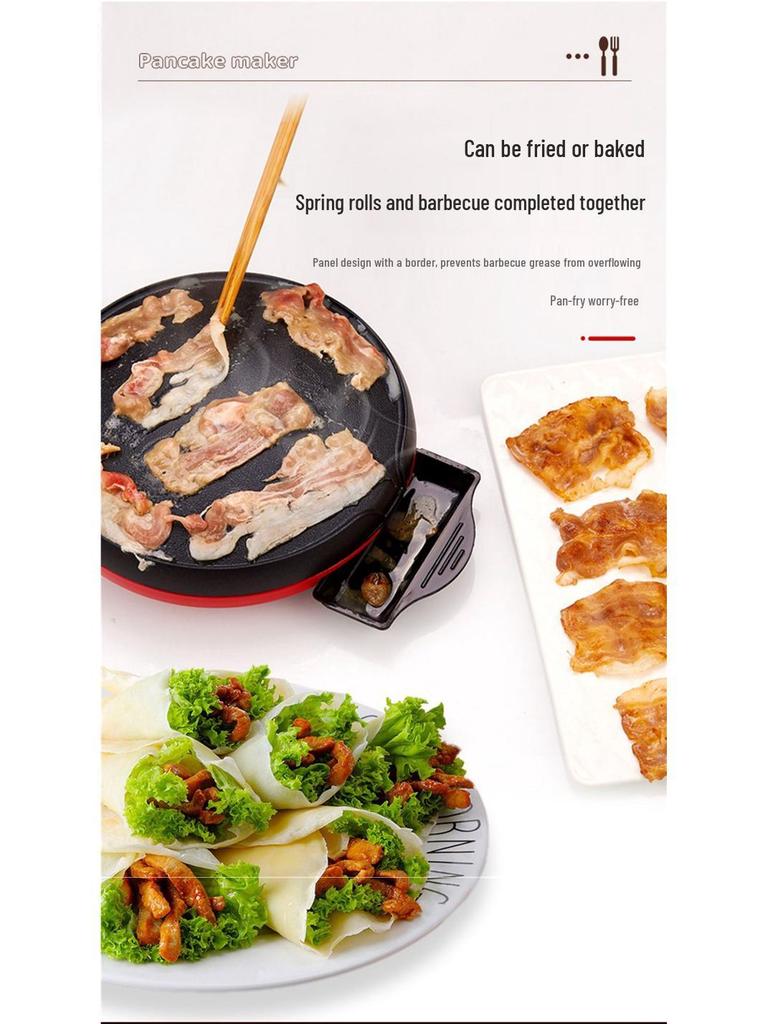 Electric Crepe & Pancake Maker: Spring Roll, Layered Pancake, Breakfast & BBQ Griddle.