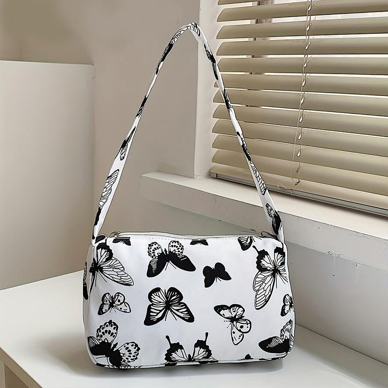 Yogodlns Модная сумка через плечо на молнии, мини-модная сумка под мышками с узором бабочки, маленькая стильная сумка с цепочкой и декором