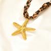 Fashion Creative Leopard Print Velvet Chain Necklace Stainless Steel Starfish Pendant Neck Choker Charm Jewelry for Women