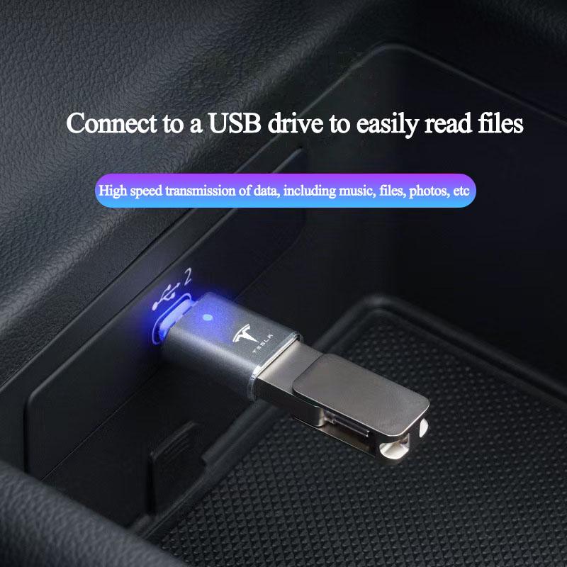NLVAC1 USB To Type-C Adapter LED Light OTG Micro Female Adapters Connector For Tesla Model 3 Y S X Cybertruck Juguete Roadster Bonina