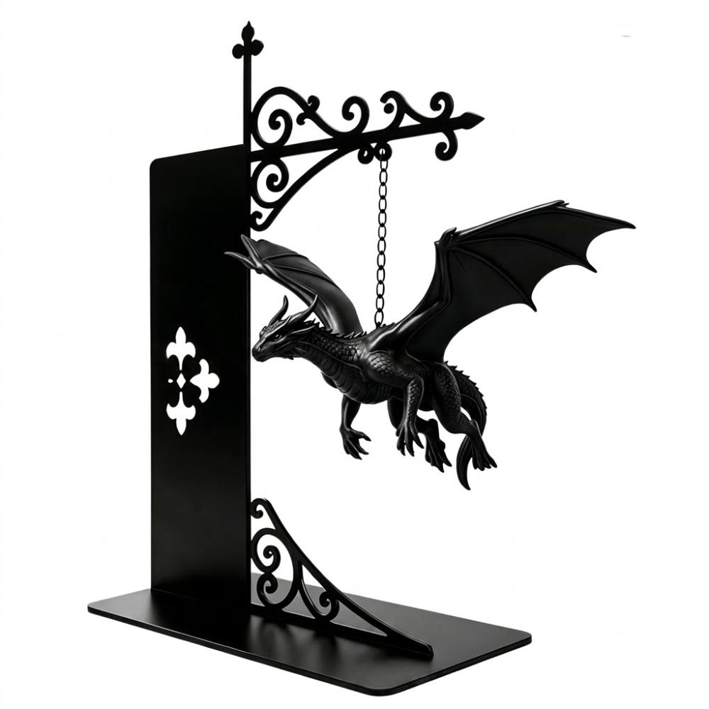 Fantasy Dragon Bookshelf Lamp Gothic Library Bookshelf Lamp Dragon Bookend Light  Book Lovers Gift
