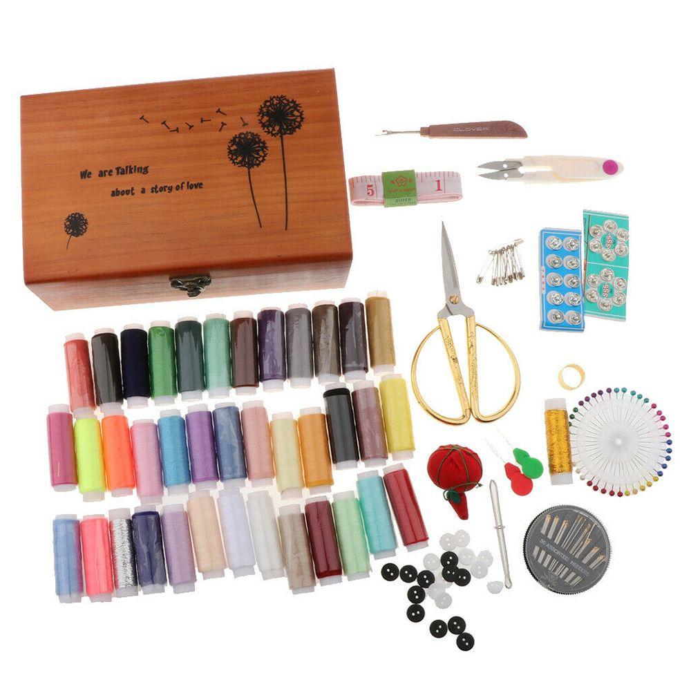 Basket Household Sewing Storage Case Sewing Kit Box Needle Thread Storage Case Wooden Box