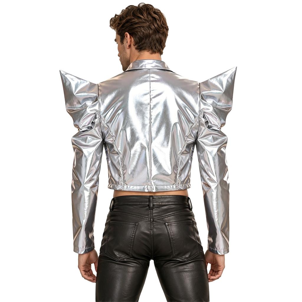 Mens Metallic Shiny Crop Jacket