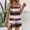 Europe and America 1116 new fashion casual striped crew neck vest shorts set WN11 + WS1