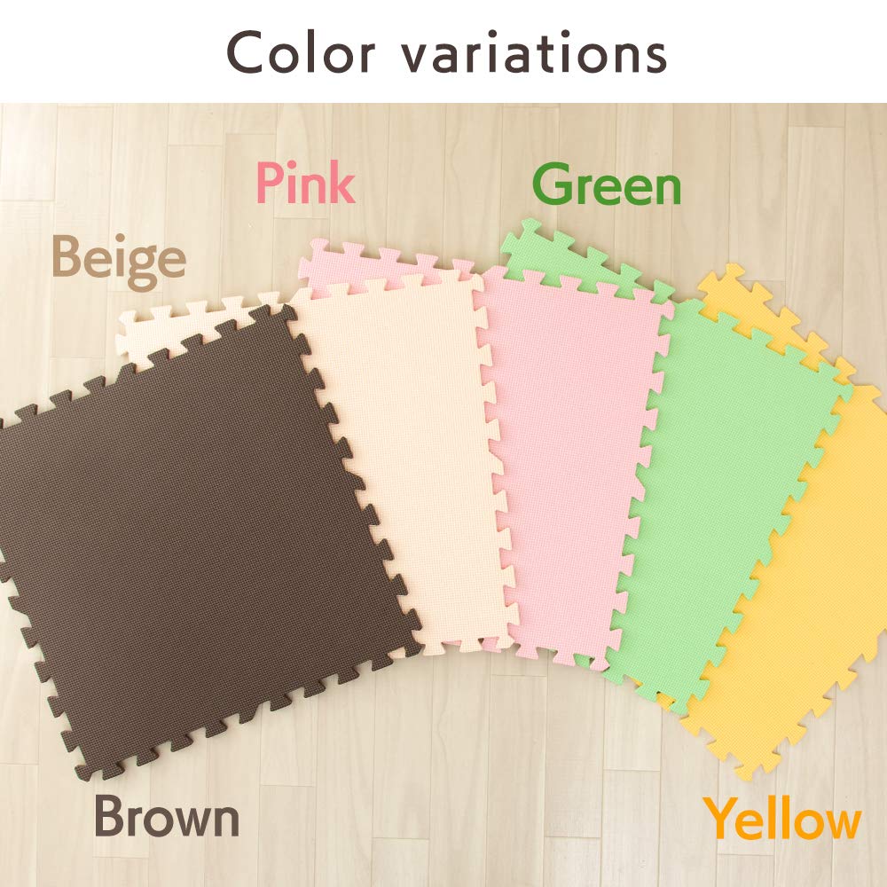 IRIS PLAZA Joint Color Scratch Set of 4 Mat, Large, 60cm, 20mm, Mat, Soundproof, Prevention, Pet, Baby, PEJTM-602, Beige, 60x60cm,