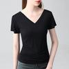 Short-sleeved T-shirt for Women In Summer New European Women's Solid Color T-shirt Temperament Deep V Backless Waist Top