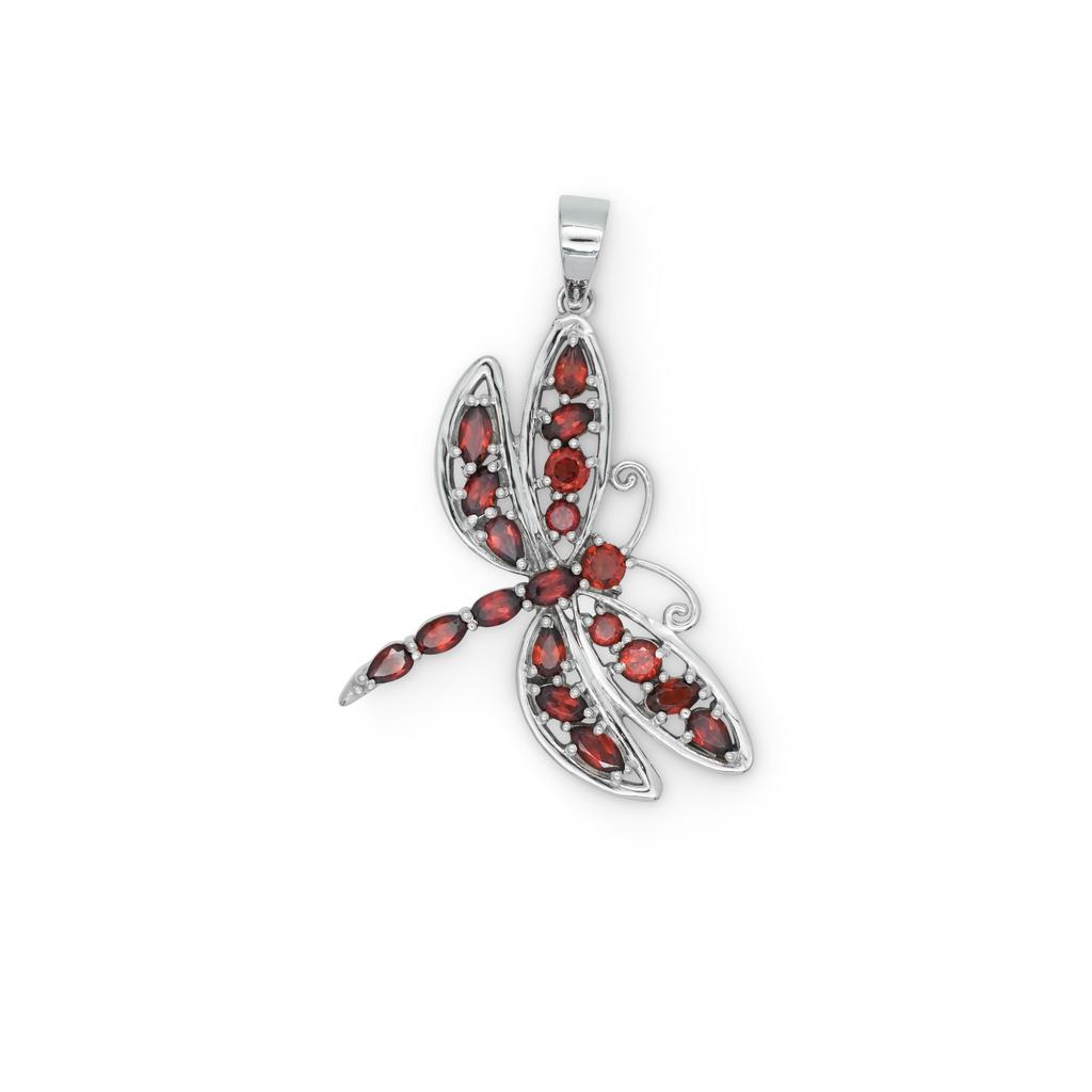 Natural Garnet Dragon fly Pendant, 925 Sterling Silver jewelry, Garnet Charm, Gift for her, Birthday gift