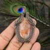 Солнечный камень Ручная работа Медная проволока Обертка Ювелирный кулон 2,76" q5V27