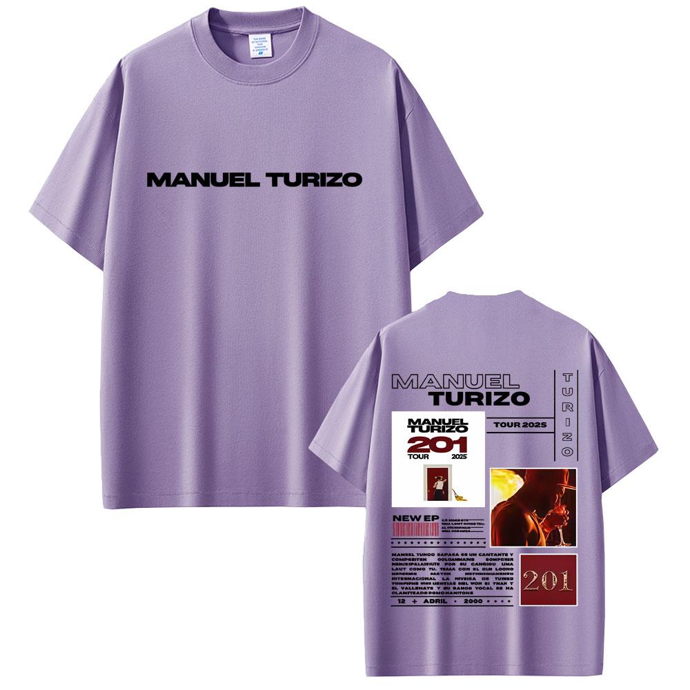 Rapper Manuel Turizo 201 Tour 2025 Tshirt Men Women Hip Hop Fashion Pop Music Tshirts Mens Casual Cotton Vintage T Shirt Tops