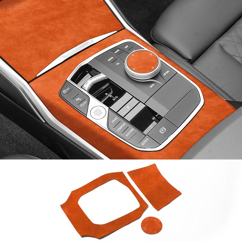 For BMW 3er G20 G21 G28 Center Console Panel and Knob Cover Trim Frame Sticker Made of Alcantara Car Interior Custom Accessories