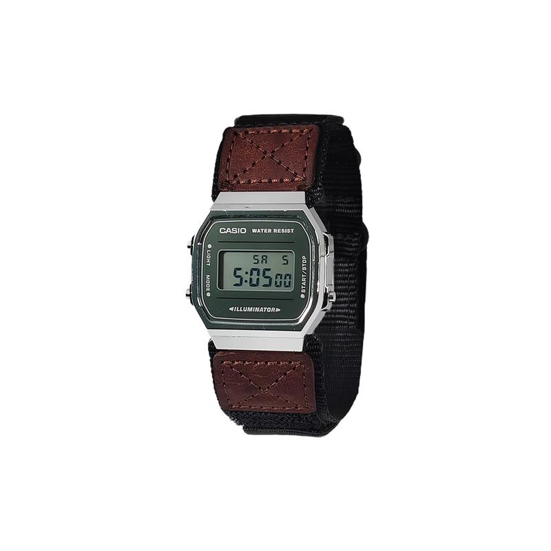 Casio Индивидуальные часы модифицированная серия водостойкие в повседневной жизни A168WEM-7 модифицированные-замок-решетка Кварцевые нейлон A168WEM-7(Watch1100-GaiZhuang-JiaoHuanSuoGui)