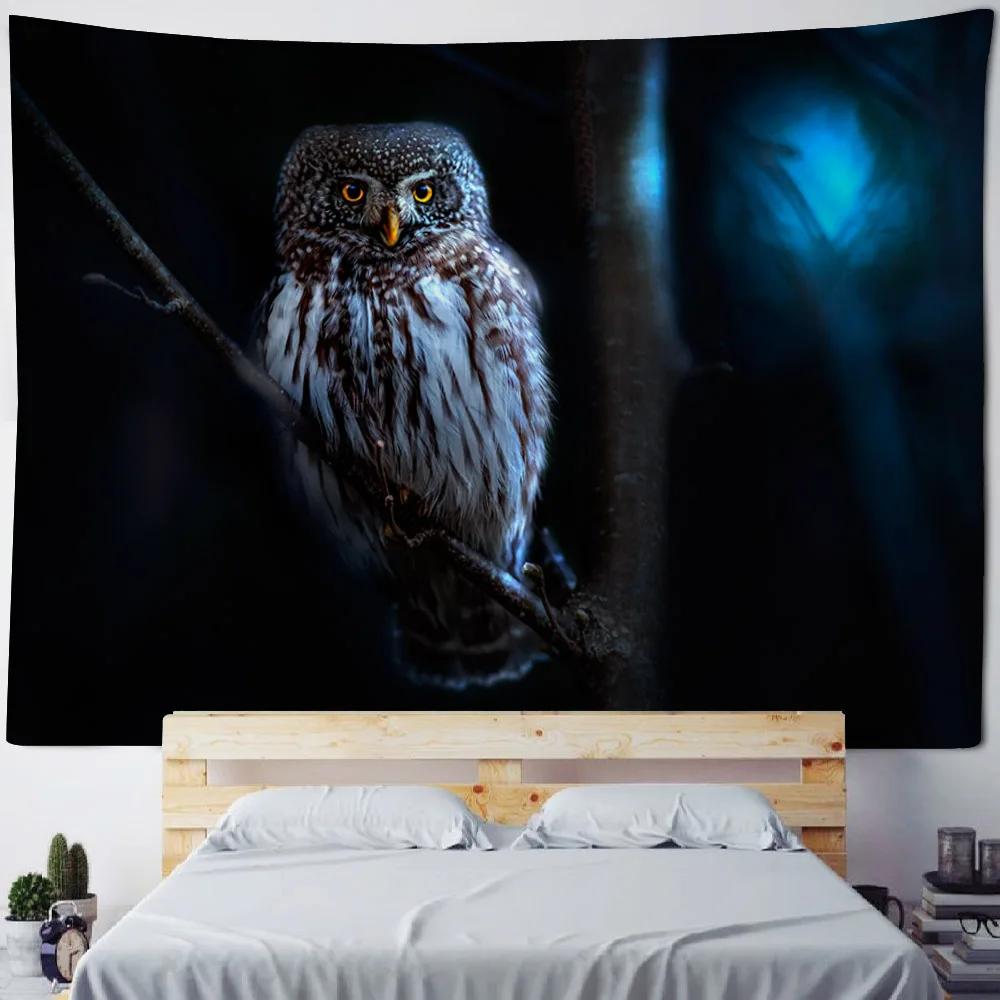 Psychedelic Owl Tapestry Wall Hanging Bohemian Hippie Witchcraft Kawaii Art Decor Home Background Fabric