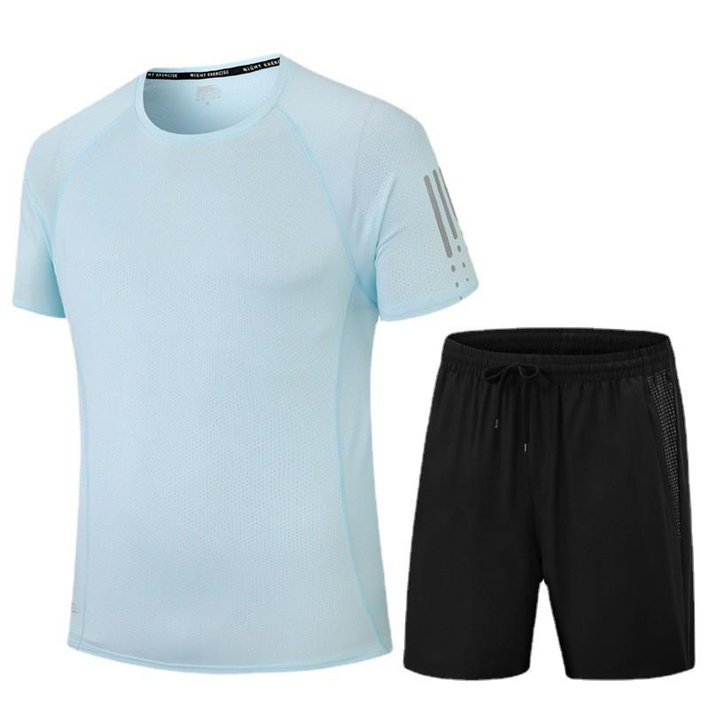 Unisex Breathable Ice Silk Short Sleeve Set Casual Sportswear Running Cycling Dance
