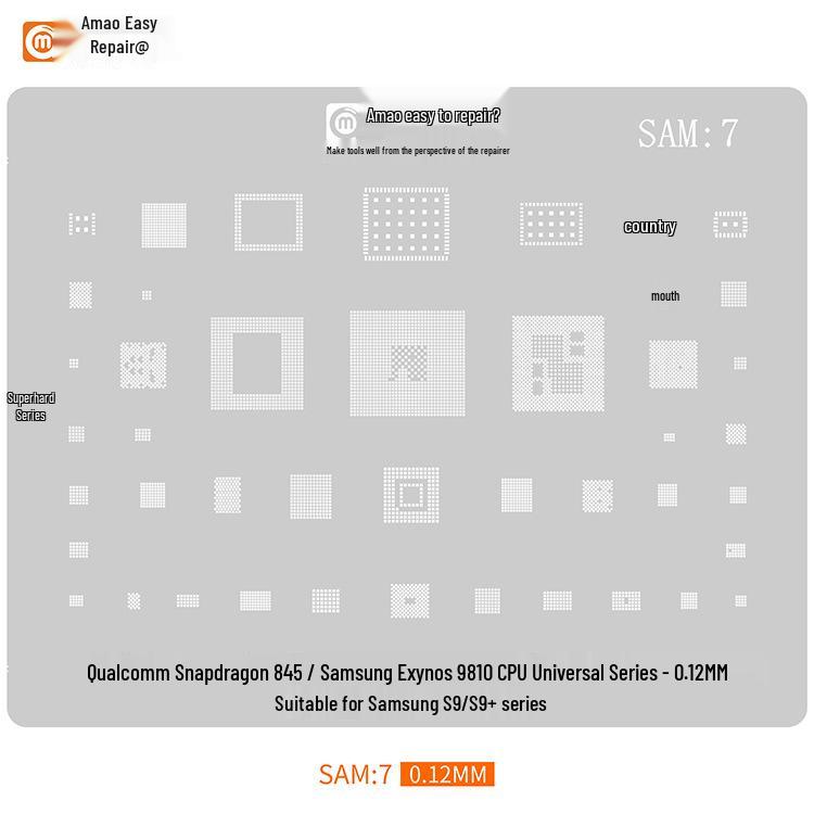 Amao Подходящий трафарет для паяльной пасты для Samsung S20/S21/A70/A90/J720/S10+/Note10 Многоцелевой чип