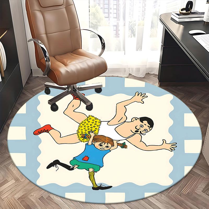 Pippi Longstocking,Toys Chair mat Round Rug Office carpet, Machine Washable, Non slip, Suitable for Living Rooms, Bedrooms