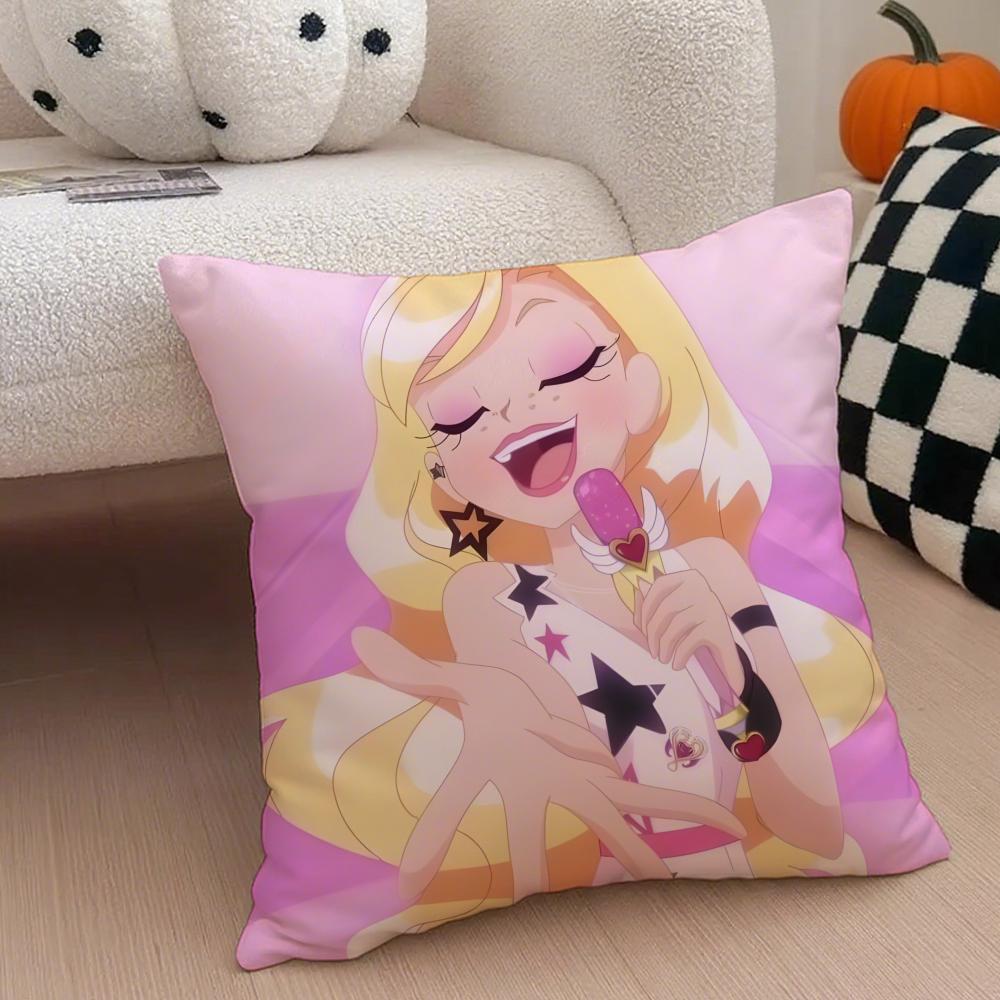 Magical Musical French Anime LLoliRock Cushion Cover Throw Pillow Cover Hidden Button Durable Polyester Chair Cushion