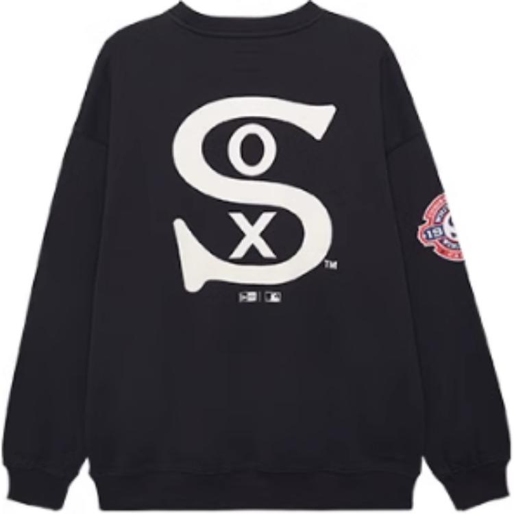 New Era FW24 MLB City Life Чикаго Уайт Сокс Ретро Серия Стадион Свободный крой Круглый вырез Длинный рукав Толстовка Унисекс толстовка Черный 14450549