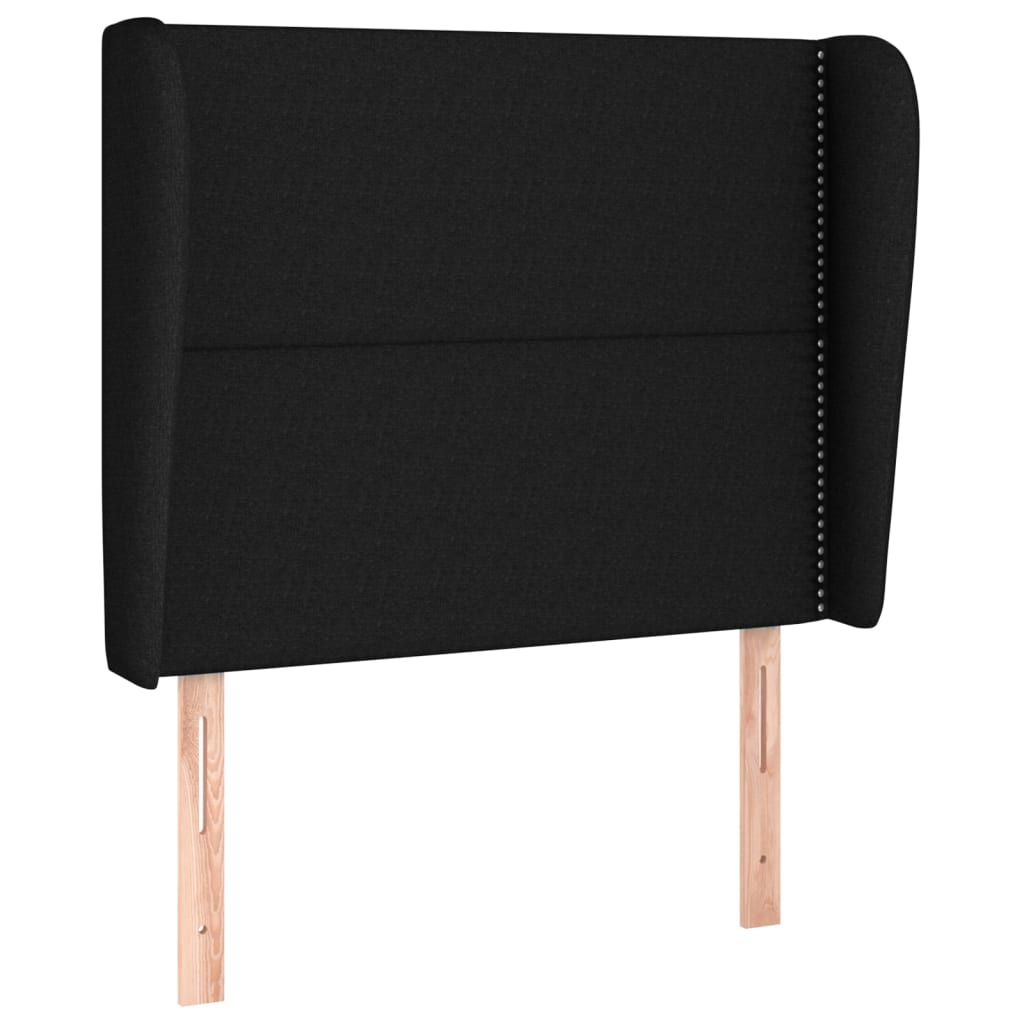Headboard with Ears Black 93x23x118 128 cm Fabric