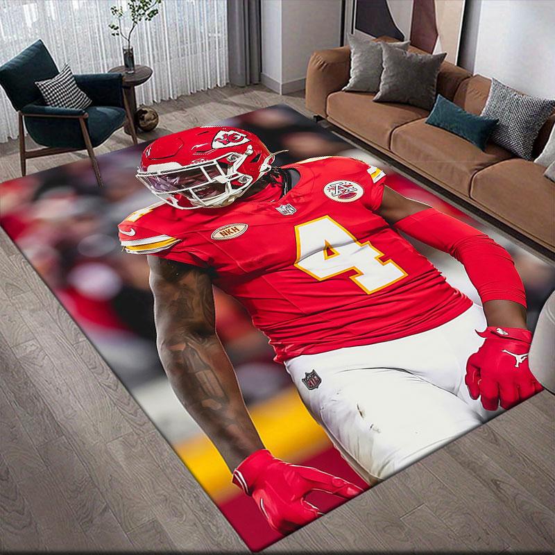 Rashee Rice Flannel Printed Carpet, Home Sofa Decoration for Living Room & Bedroom, Non‑Slip Play Flannel Floor Mat for Game Room