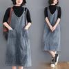 Women Summer Dress Sleeveless Dress Elegant Long Dress Loose Denim Blue Basic Dresses