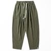 Cotton Linen Pants Men Summer Thin Breathable and Loose Straight-leg Casual Pants Men Plaid Chinese Style Draped Pants