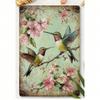 Metal Wall Art Vintage Cherry Blossom Hummingbird Rustic Floral Decor 8x12 Inch Canvas Print