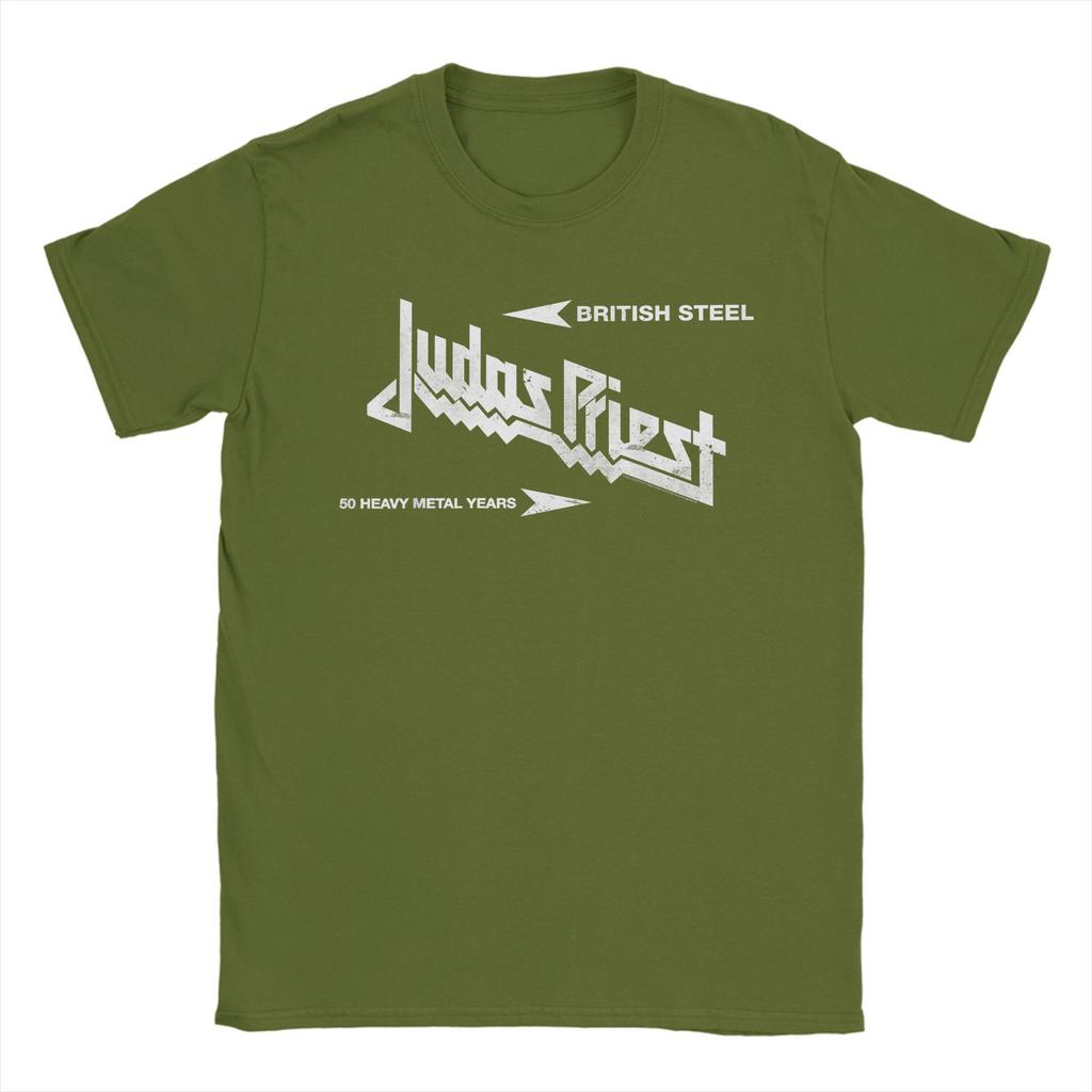 Новинка Футболка Judas Priest British Steel Asphalt Мужская Футболки с круглым вырезом Музыка группы Футболки с коротким рукавом 4XL 5XL 6XL Одежда