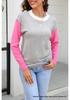 2026 Autumn Winter Women's Color Block Round Neck Knitwear - European and American Fashion Sweater