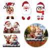 Penguin Courtyard Ornaments 2D Wooden Christmas Welcome Sign, Santa Reindeer Yard Ornament, Fence Decor for Outdoor Cartoon Garden Decoration