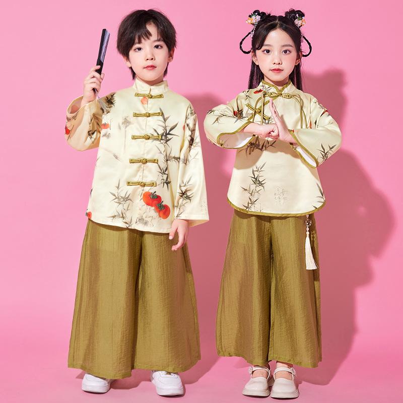 Детская одежда для выступлений Китайский стиль Ханьфу Одежда для хоровых выступлений Мальчики и девочки Древний стиль Синология Чтение стихов Танцевальная одежда На