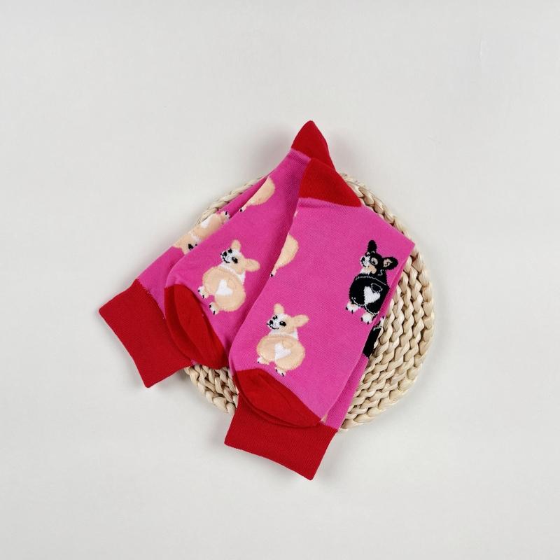 1 пара носков средней длины с рисунком милой собаки-корги, модные унисекс, подходят для всех сезонов для повседневных уличных видов спорта