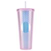 710ml Plastic Straw Cup Drinking Cup Double-Walled Water Tumbler with Lid Bubble Tea Cup Large Capacity for Home & Outdoor