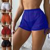 Women's Swimwear Drawstring Summer Beach Shorts Transparent Bikini Cover Mesh