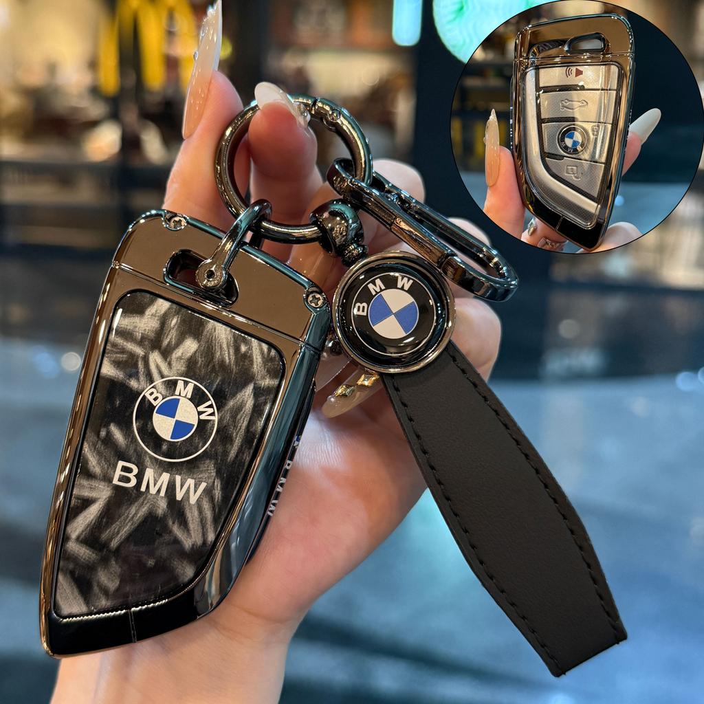 Leather Car Remote Key Case Cover Shell Fob For BMW X1 X3 X5 X6 X7 1 3 5 6 7 Series G20 G30 G11 F15 F16 G01 G02 F48 Keyless PS9