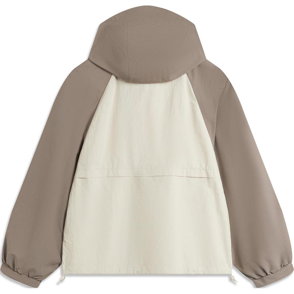 Li-Ning Куртка Sports Lifestyle Series, водонепроницаемая, с цветными блоками, с капюшоном, на молнии, для активного отдыха, повседневная, свободная, легкая, для ранней осени, женские куртки AFDU532-5