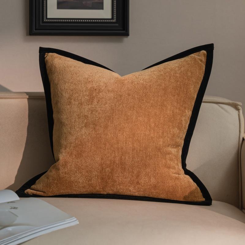 Чехол для подушки из простой синели, подушки с черной окантовкой, декоративный чехол для дивана и кресла, французский элегантный, украшения для дома