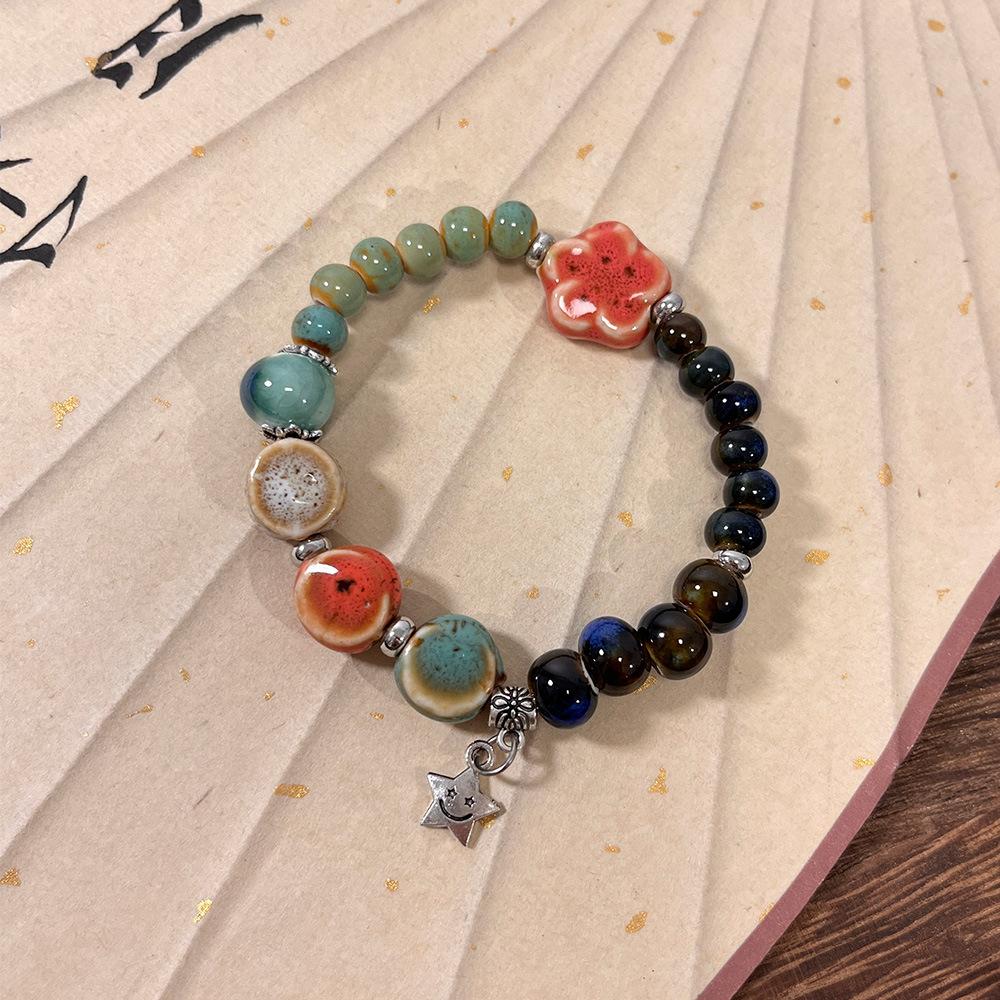 JMXD-China Wind Mulberry Childish Retro Ceramic Beaded Bracelet Women's New Chinese Natural Stone Girlfriend Bracelet Couple Bracelet