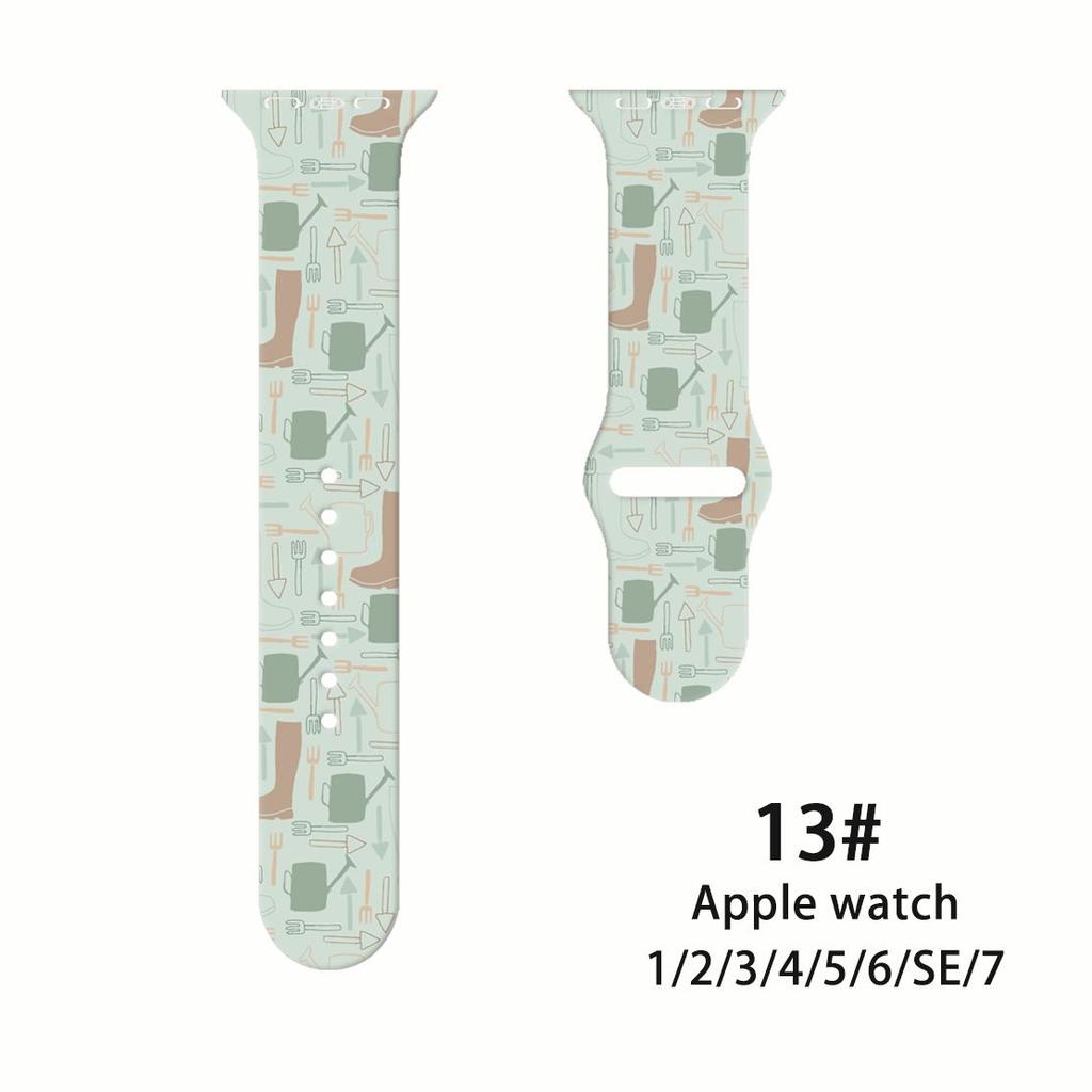 Ремешок Fresh Mori Printed Strap для Apple Watch S10 - мягкий силиконовый спортивный креативный сменный ремешок для iWatch 10/9/8/7/6/5/4/3/2/1/Se/Ultra/Ultra2 49 мм